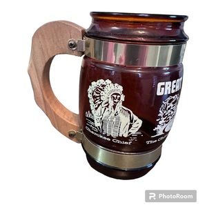 Vintage Siesta Ware Great Smoky Mountains souvenir beer mug wood handle